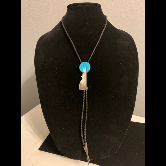 Jewelry - Rare Inlay S.S Turquoise Mother Of Pearl Bolo Tie